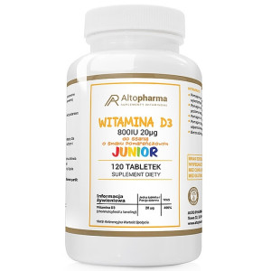 Witamina D3 Junior 800IU 20µg Alto Pharma - Dla dzieci - 120 tabletek do ssania o smaku pomarańczowym
