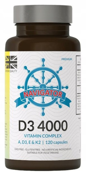 Witamina D3 4000 ADEK Navigator - Pomaga w utrzymaniu zdrowych kości, wspomaga odporność