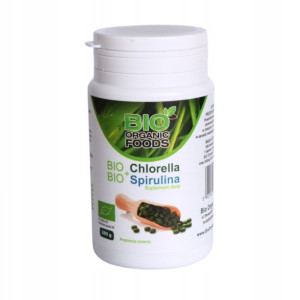 Chlorella spirulina w tabletkach BIO Organic Foods - Naturalne źródło składników odżywczych - 560 tabletek