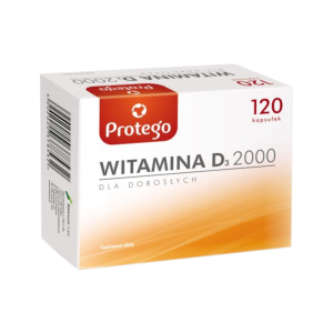 Witamina D 2000 kapsułki Protego - Wsparcie odporności i prawidłowego funkcjonowania mięśni - 60 szt.