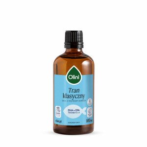 Tran z wątroby dorsza Olini - naturalne źródło omega-3 oraz witamin A i D - 100 ml, 250 ml
