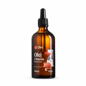 Olej z łososia dla psa i kota Olini - Wsparcie skóry, sierści i codziennej kondycji pupila - 100 ml, 250 ml, 500 ml, 1000 ml