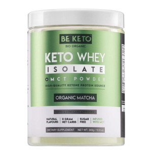 Keto Izolat Białka z olejem MCT BeKeto 300 g - Różne smaki Organiczna matcha
