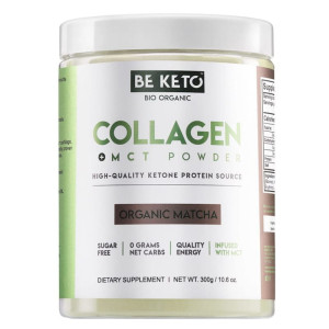 Kolagen z olejem MCT BeKeto w proszku 300 g - Różne smaki Organiczna matcha
