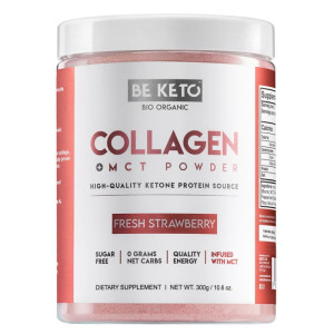 Kolagen z olejem MCT BeKeto w proszku 300 g - Różne smaki Świeża truskawka