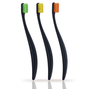 Zestaw szczoteczek do zębów Promis TRIO z bioplastiku - 3 sztuki Czarne