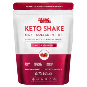 Keto Shake Wzbogacony Olejem MCT oraz Izolatem Białka BeKeto - Różne Smaki 500 g Dzika malina