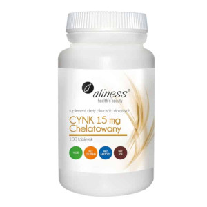 Cynk Chelatowany 15 mg Aliness - Wysoko przyswajalny - 100 tabletek