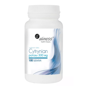 Cytrynian Potasu 300 mg Aliness - Wysoka dawka potasu - 100 tabletek Vege