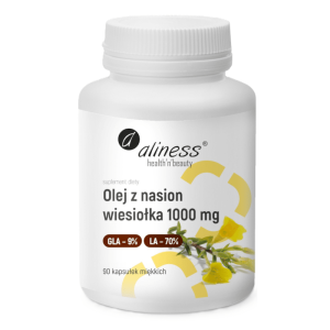 Olej z nasion wiesiołka 9% 1000 mg Aliness - Tłoczony na zimno - 90 kapsułek miękkich