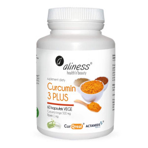 Curcumin 3 PLUS Aliness - Curcuma longa 500 mg, piperin 1 mg - 60 kapsułek Vege