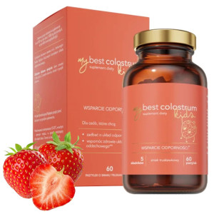 MyBestColostrum Kids MyBestPharm - Wsparcie odporności dla dzieci - 60 pastylek do ssania Truskawkowy