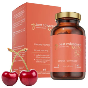 MyBestColostrum Kids MyBestPharm - Wsparcie odporności dla dzieci - 60 pastylek do ssania Wiśniowy
