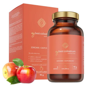 MyBestColostrum MyBestPharm - Wsparcie odporności dla dzieci i dorosłych - 90g proszek Jabłkowy