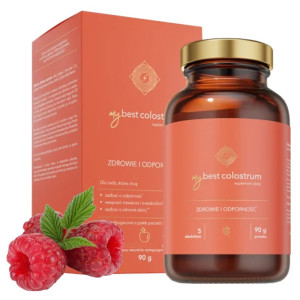 MyBestColostrum MyBestPharm - Wsparcie odporności dla dzieci i dorosłych - 90g proszek Malinowy