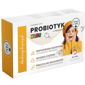 Radosny Brzuszek Kids Aura Care - Probiotyk + prebiotyk - 30 kapsułek