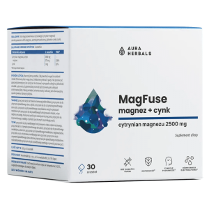 MagFuse Magnez z cynkiem Aura Herbals - wsparcie dla zdrowia i energii - 30 saszetek