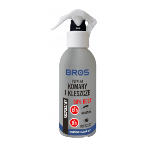 Bros Płyn na kleszcze i komary 50% DEET - Działa aż do 12 h na komary i 9 h na kleszcze - 130ml