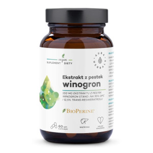 Aura Herbals Ekstrakt z pestek winogron 550 mg - wsparcie układu krążenia - 60 kapsułek