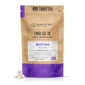 Twój Cel To Biotyna 2500µg 4xTak - Wspomaga i przyspiesza porost włosów - 400 tabletek
