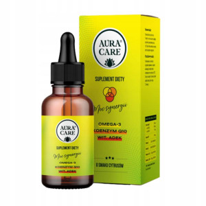 Aura Care Moc Synergii Omega-3, ADEK, Koenzym Q10 - dla energii i odporności - 50 ml