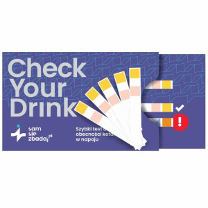 Test na pigułkę gwałtu w drinku Sam Się Zbadaj Check Your Drink - Szybka ochrona Twojego bezpieczeństwa