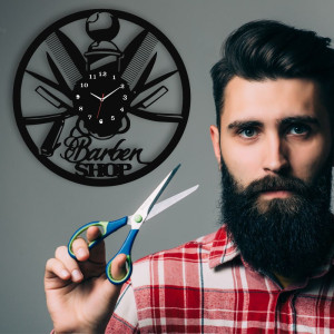 Zegar ścienny czarny do salonu barberskiego - wzór BR04 40 cm
