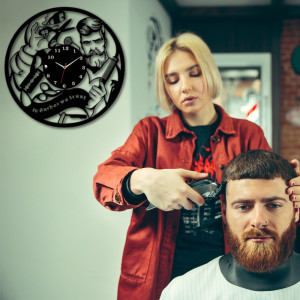 Zegar ścienny czarny do salonu barberskiego - wzór BR06 40 cm