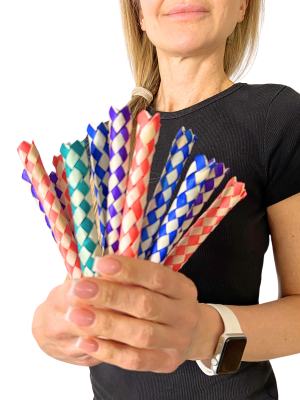 Plecione patyczki - zabawka dla papug do łapki (zestaw 12 szt)