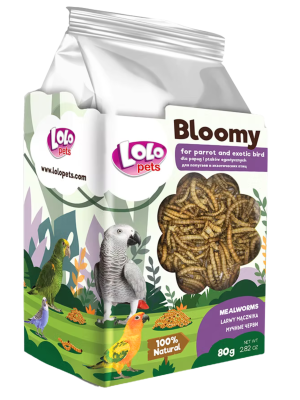 LoLo Pets Bloomy Larwy mącznika dla Papug i Ptaków Egzotycznych 80g