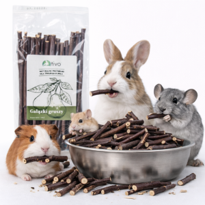 TIVO Gałązki gruszy dla gryzoni – naturalny gryzak i dodatek roślinny | 100 g