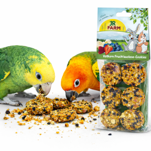 JR FARM Owocowe Ciasteczka Pełnoziarniste z marchewką, siemieniem lnianym i owocami dla papug 120 g