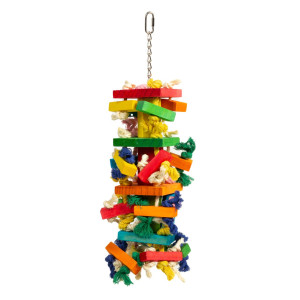 Big Blocks Adventure XL – duża drewniana zabawka dla papug 50 × 14 × 14 cm
