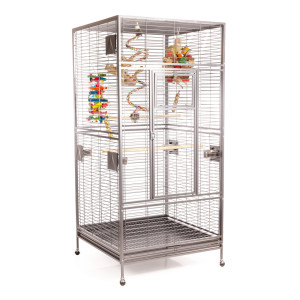 Klatka dla papug Montana | Arkansas Nova I Platinum -jasna | duża klatka dla średnich i dużych papug | 101,5 × 101,5 × 220 cm