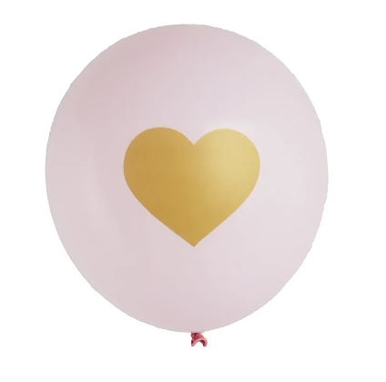 Różowe balony z sercem złotym 12 cali 5 szt urodziny dekoracja