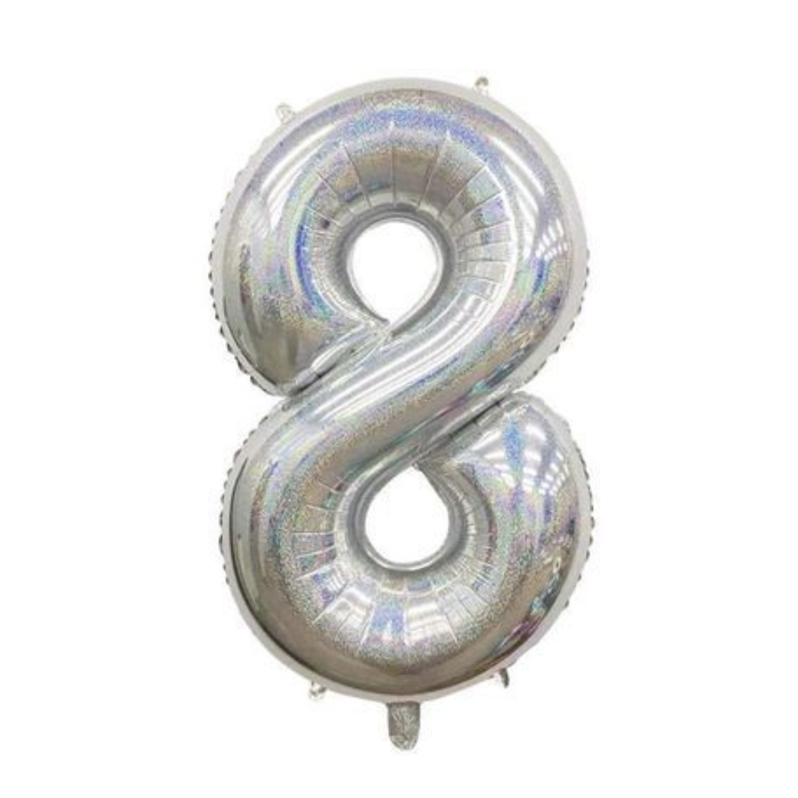 Duża CYFRA balon 100 cm SREBRNA HOLO urodziny 8 dekoracja