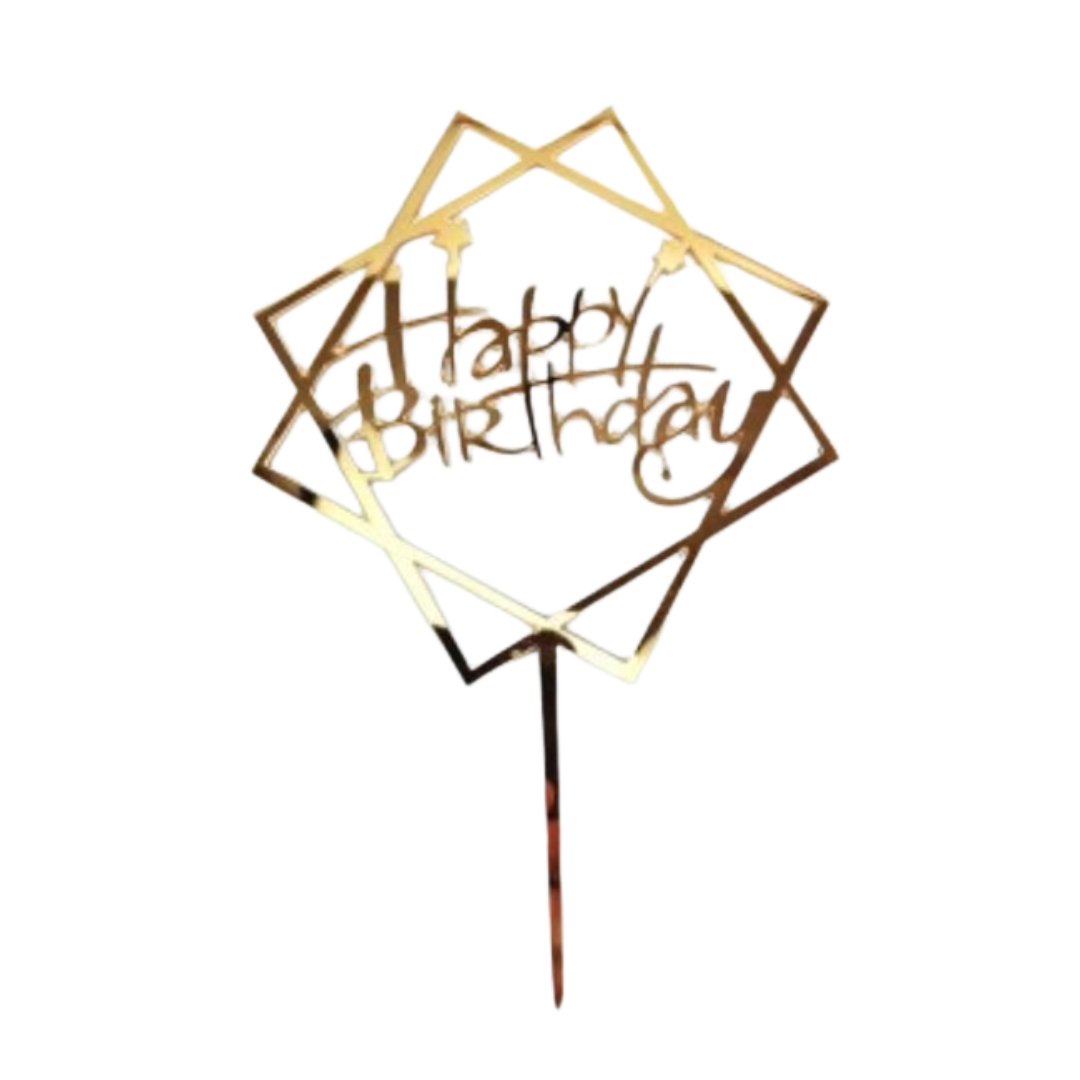 TOPPER HAPPY BIRTHDAY URODZINY ZŁOTY DEKORACJE