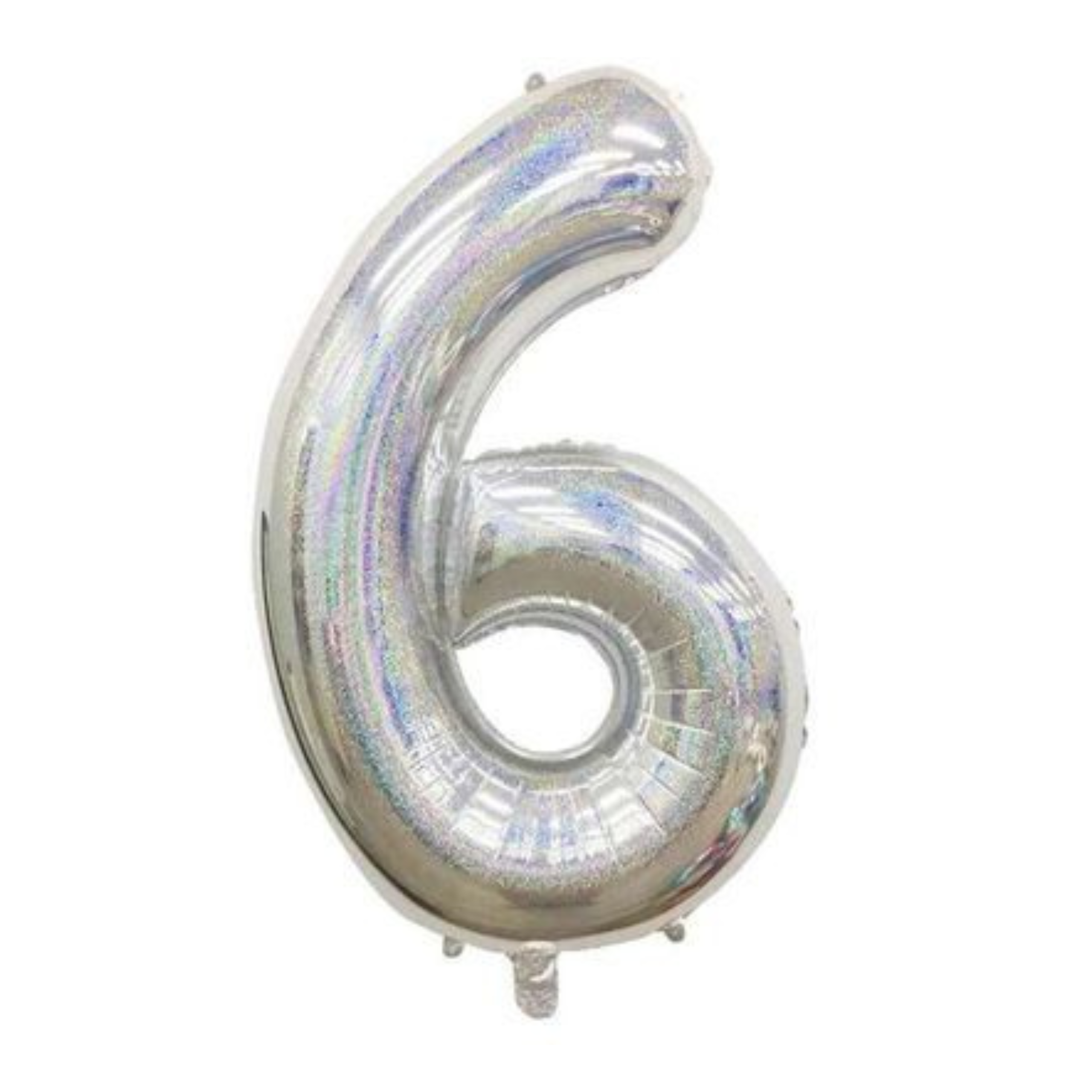 Duża CYFRA balon 100 cm SREBRNA HOLO urodziny 6 dekoracja