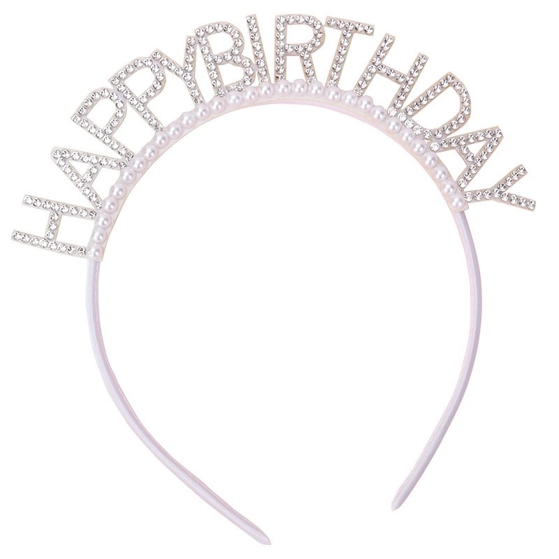 OPASKA URODZINOWA Z PERLAMI CYRKONIE HAPPY BIRTHDAY