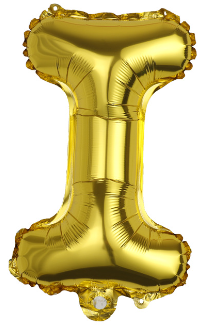 BALON foliowy litera I ZŁOTA 40 cm urodziny