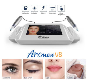 Artmex V8 + 10 kartridży oraz opcja zestaw z treningowymi pigmentami Biomaser - urządzenie do makijażu permanentnego oraz mezoterapii