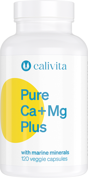 Pure Ca + Mg Plus 120 roślinnych kapsułek Pure Ca + Mg Plus D3 i K2 MK-7 - wysoka przyswajalność - formuły Aquaminreg;F, Aquaminreg;Magnesium