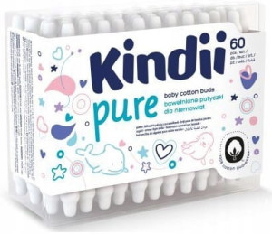Patyczki higieniczne dla niemowląt i dzieci Kindii pure z ogranicznikiem 60 szt.