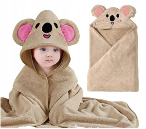 Ręcznik okrycie kąpielowe z kapturkiem bardzo chłonny 80x80 cm koala