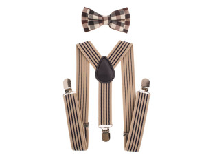Zestaw muszka i szelki dziecięce komplet na okazję - wzór retro