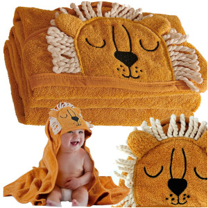 Ręcznik bawełniany okrycie kąpielowe z kapturkiem bardzo chłonny 90x90 cm