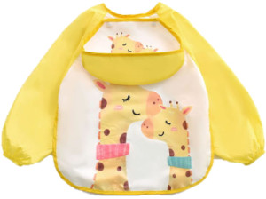 Fartuszek śliniak ochronny z rękawami i odpinaną kieszonką do BLW rozszerzania diety