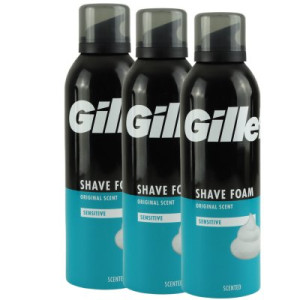 Gillette Foam Rasierschaum 3 x 200 ml für empfindliche Haut Sensitive for Men