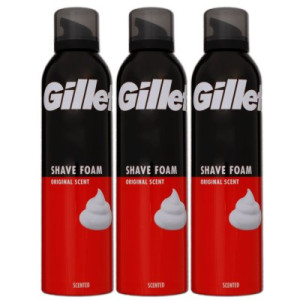 Gillette Classic Foam Rasierschaum 3 x 300 ml für normale Haut Herren Schaum