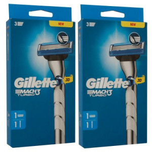 Gillette Mach3 Turbo Rasierer & Rasiergriff 2 x mit 1er Klinge